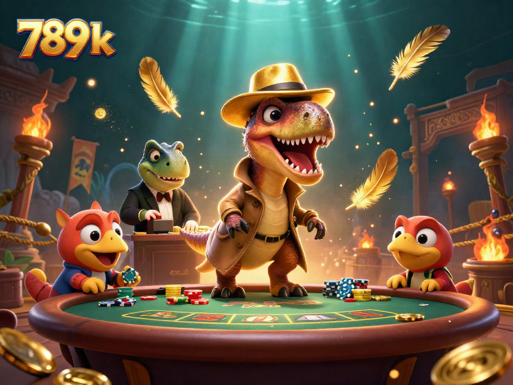 Experience thrilling action at 789 k casino table with a clever velociraptor and pit boss.