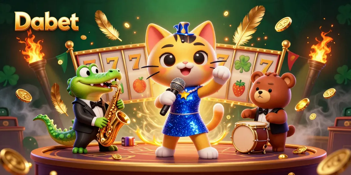 Dabet brings excitement to life with a jazz-singer cat and dynamic casino elements