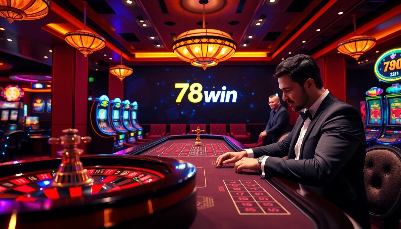 Experience the thrill of winning at 78win's luxurious casino atmosphere.