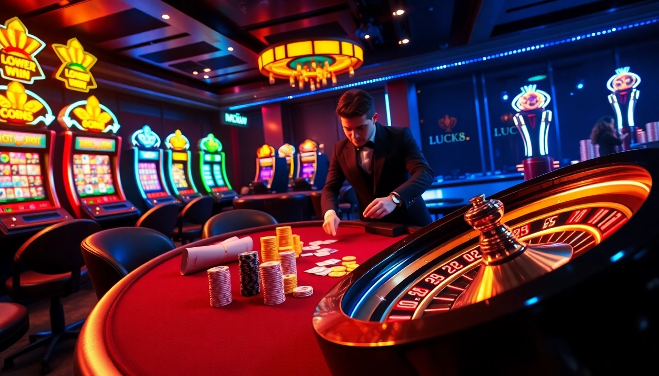 Experience the thrill of LUCK8 with intense poker gameplay and vibrant casino atmosphere.