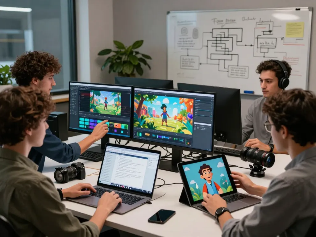 Creative team utilizing Seedance AI for advanced video production in a modern studio.
