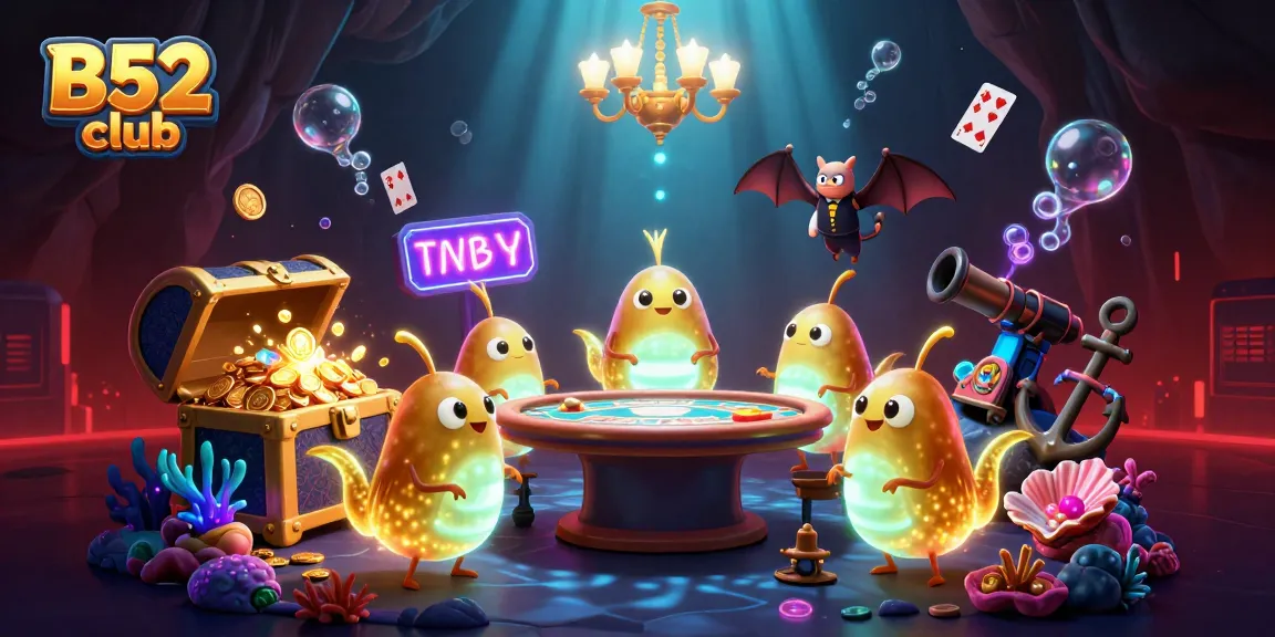 B52 club showcases glowworms illuminating a lively casino scene filled with treasures and playful games.