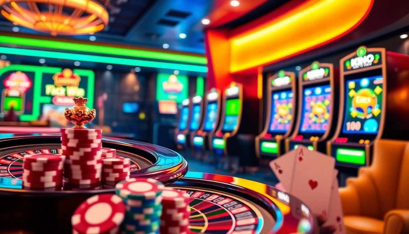 Experience thrilling online gaming at LuckyWin with vibrant casino visuals and action-packed elements.