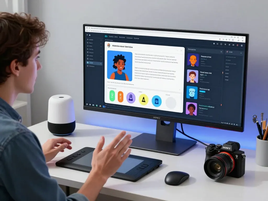 Engaging AI chatbot interaction showcasing crushon technology at a modern workspace.