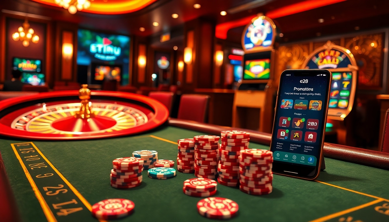 Experience thrilling games and offers at e28 my online casino with a vibrant poker table and roulette.