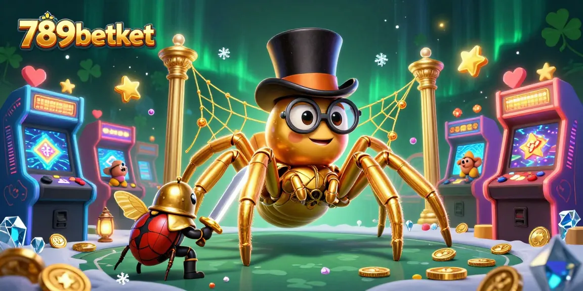 Experience thrilling games with 789betket in this vibrant casino-themed illustration featuring unique characters.
