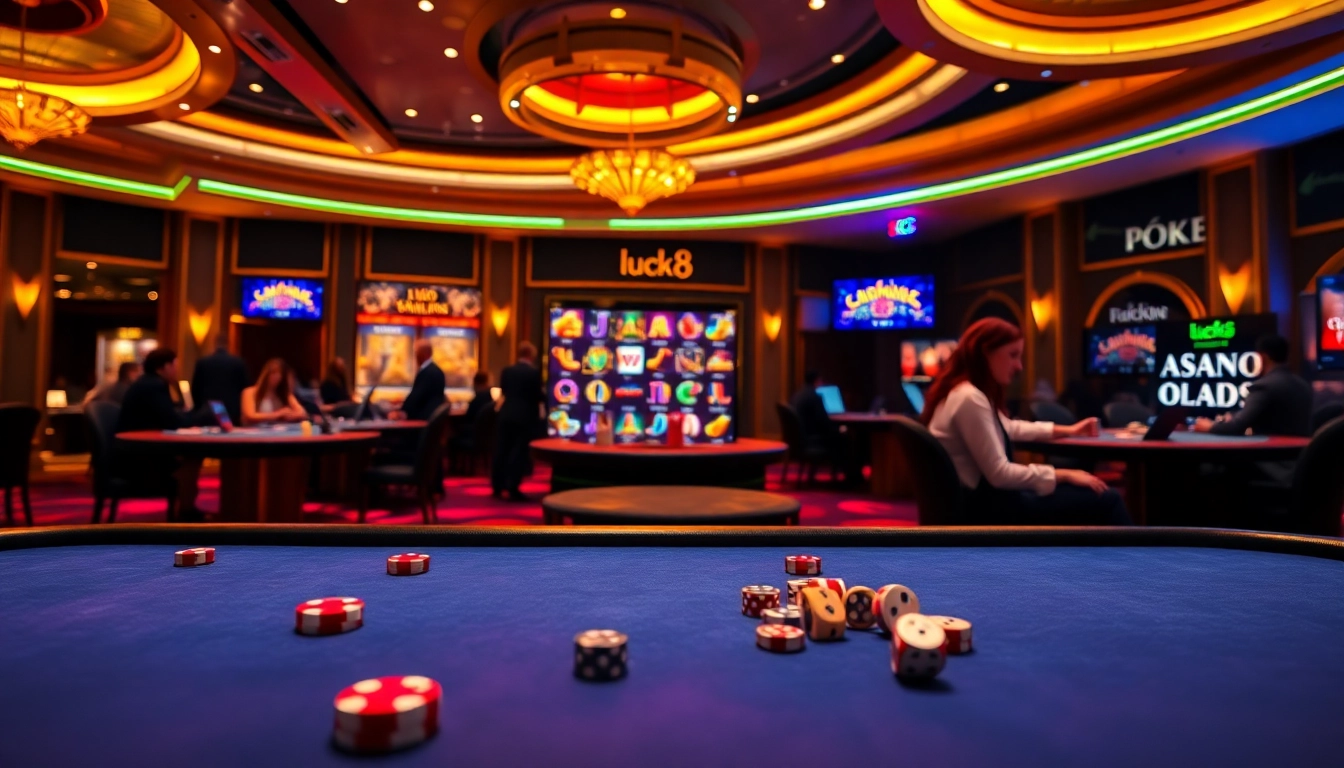 Experience thrilling online casino action with luck8 cc through engaging game interfaces and vibrant poker chips.