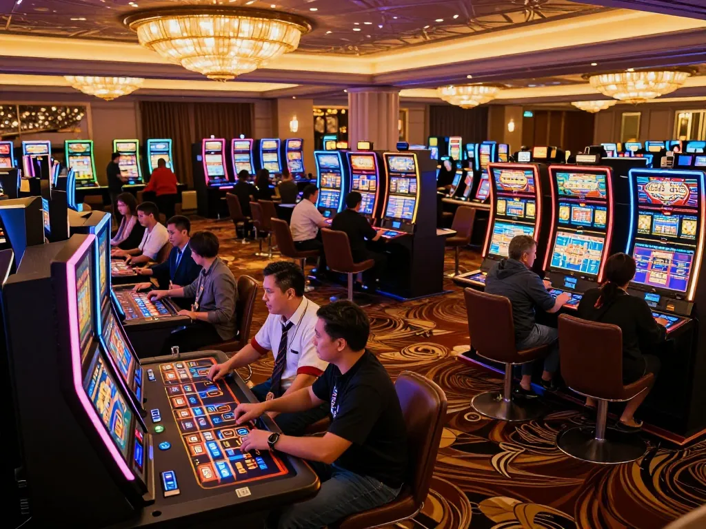 Players experience excitement at 79 KING casino, engaging with vibrant slot machines and dynamic gameplay.