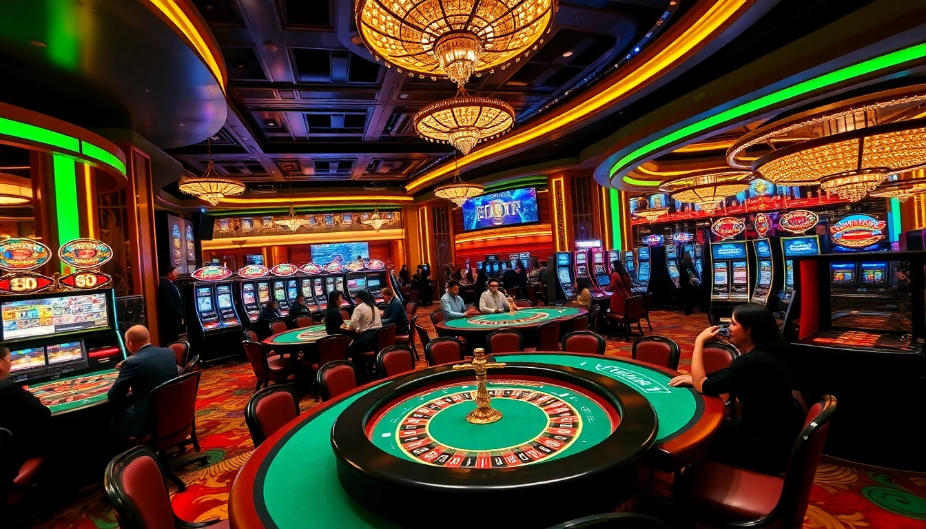 Experience the thrill of EE 88 casino gaming with vibrant tables, sleek slot machines, and active players.