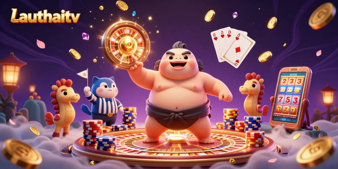 Engage with lauthaitv's thrilling 3D casino scene featuring a fugu and dynamic elements.