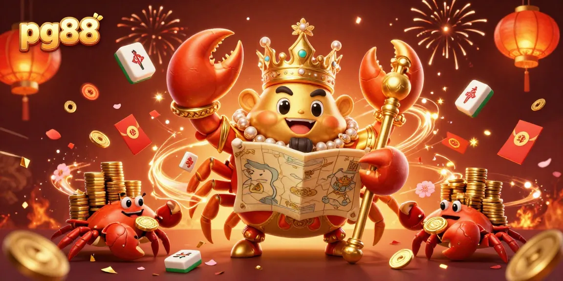 Experience the excitement of pg88 with vibrant visuals of a golden crab and rich casino elements.