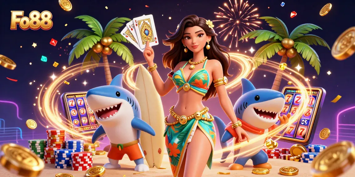 Experience the exciting world of gambling with Fo88's vibrant casino scene featuring dynamic characters and action.