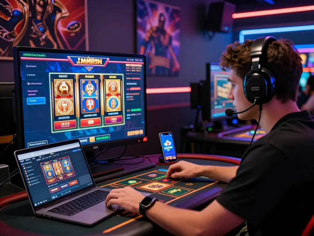 Exciting online gaming experience on gem88 platform with player at casino.