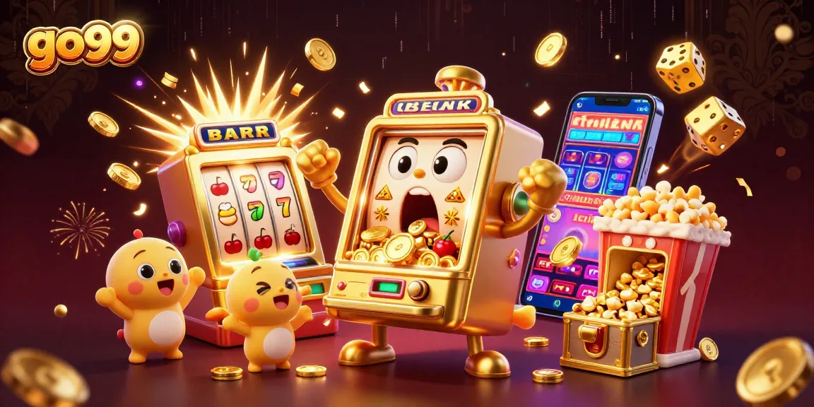 Win big at go99 with a golden slot machine celebrating a jackpot explosion!