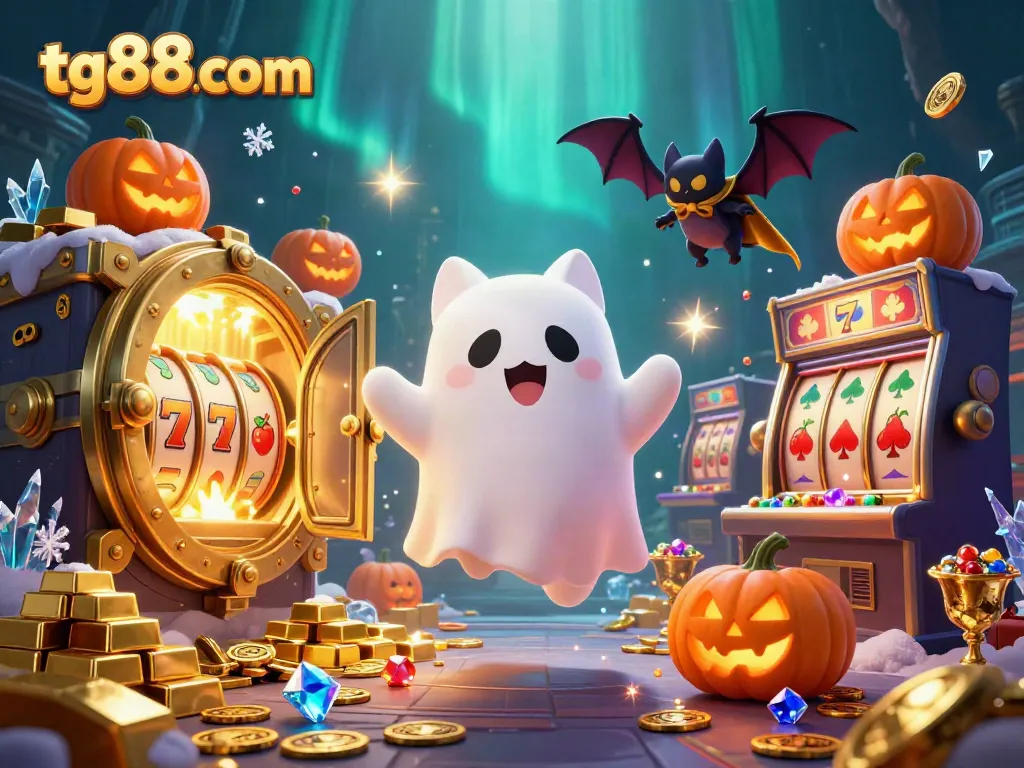 Experience winning thrills with tg88com’s vibrant floating ghost cat and casino treasures.