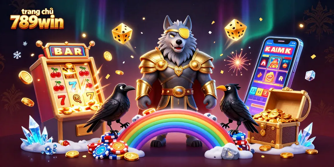 Experience excitement with trang chủ 789win in a vibrant scene showcasing Norse mythology characters and casino elements.