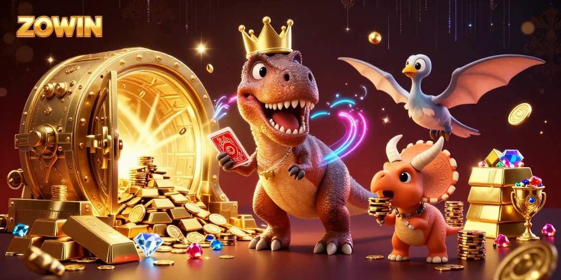 ZOWIN allows players to engage in thrilling card games featuring cartoon dinosaurs and dazzling treasures.