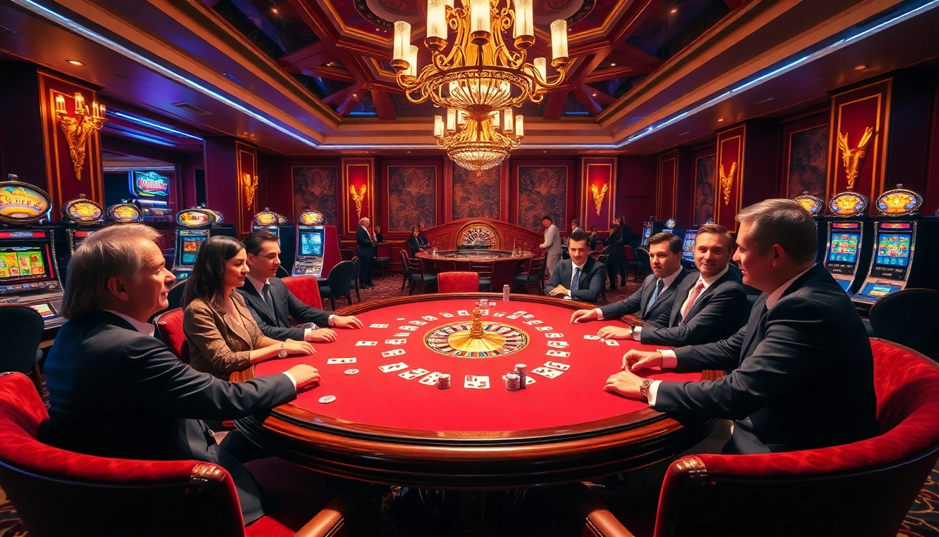Experience the thrill of top nhà cái action at an upscale poker table with eager players.
