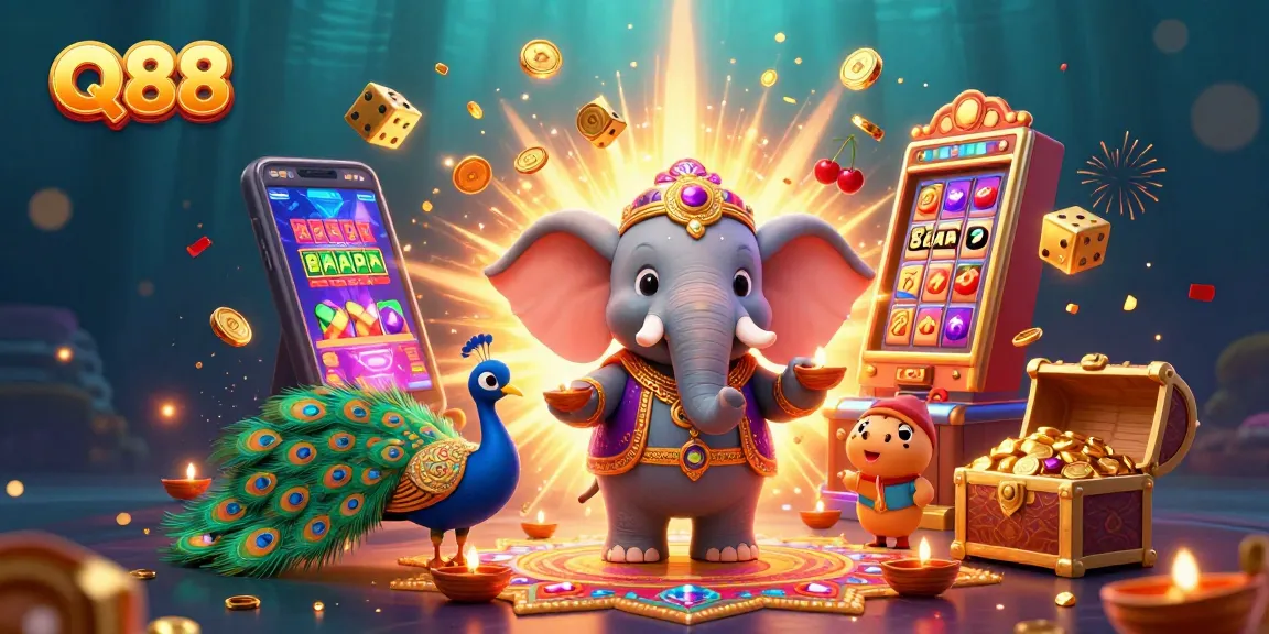 Experience the excitement of winning at Q88 with colorful casino games and vibrant 3D characters.