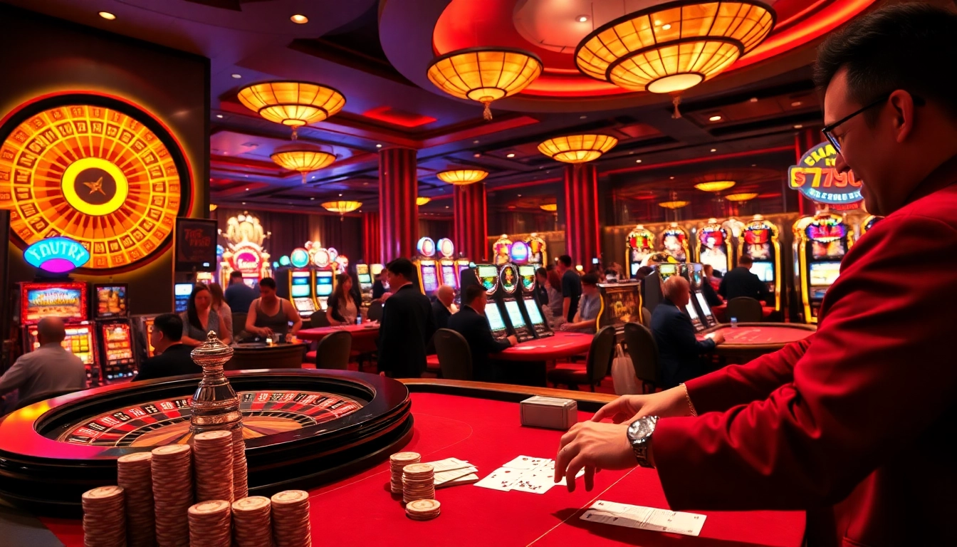 Exciting casino scene at 789p featuring roulette, poker chips, and engaging players.