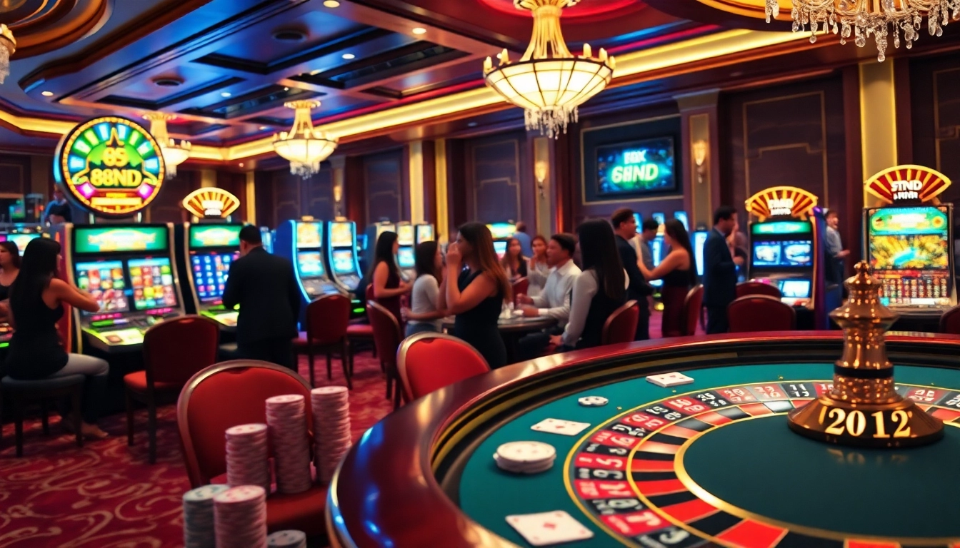 Experience the thrill of winning at 888vnd casino, featuring vibrant tables, cards, and energy.