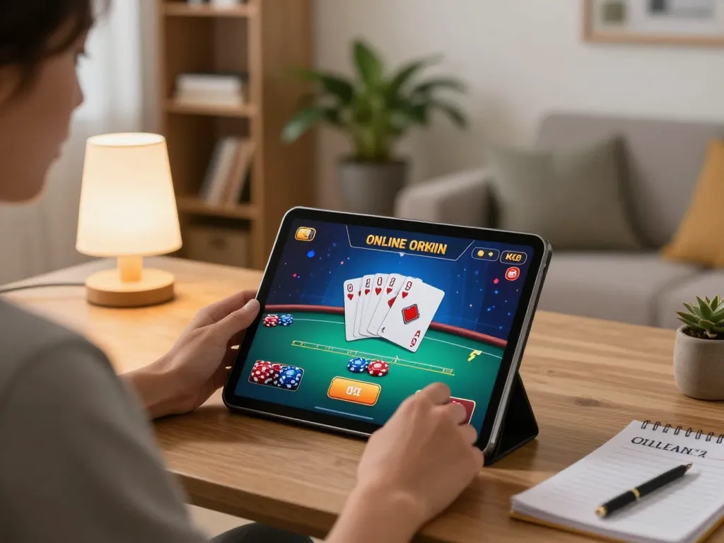 Engaging online casino gameplay at https://gnk88.com/ showing vibrant poker screen and cozy setup