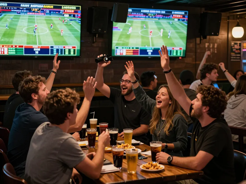 Watch patrons place bets at abc8go during an exciting sports event.