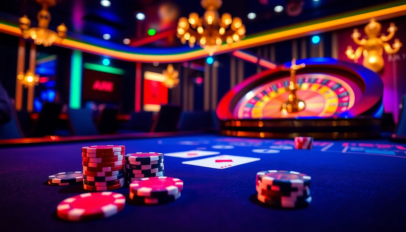 Engaging scene of the AF88 game at a luxurious casino table with poker chips and cards in action.