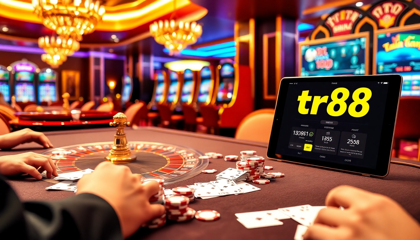 Experience thrilling action at tr88 casino with vibrant gaming tables and slot machines.