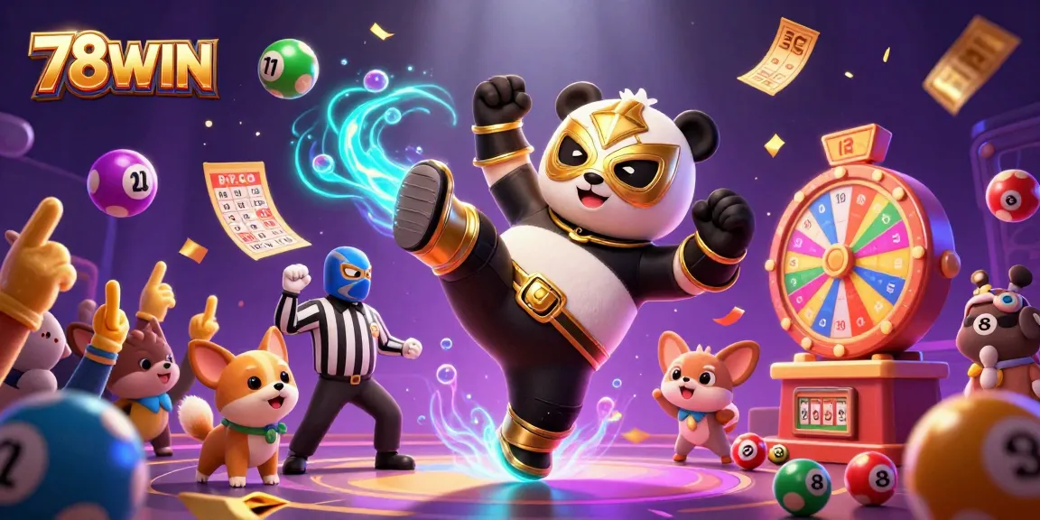 Engage in winning at 78WIN with a lively scene of animated gambling excitement, featuring various game elements.