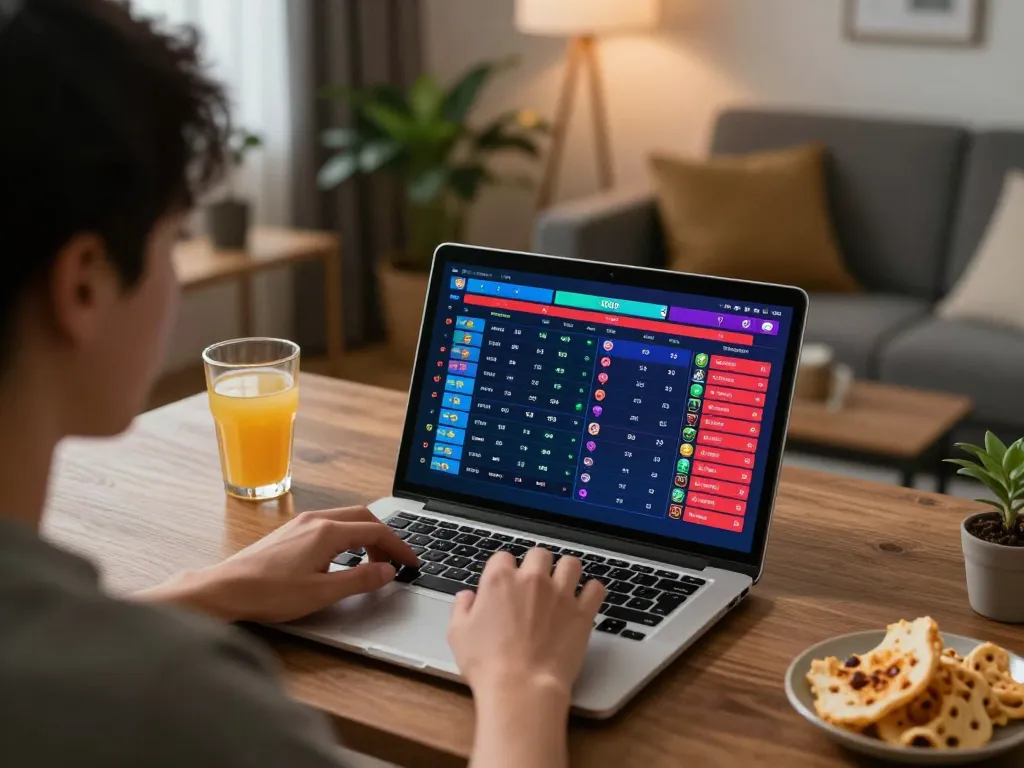 Engaging in online sports betting with 7M displaying real-time odds on laptop during a home gaming session