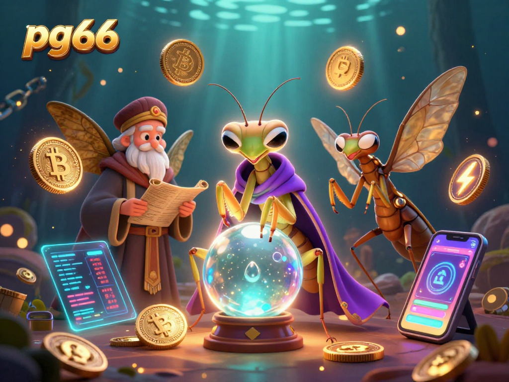 Engage with pg66's dynamic gaming environment featuring mystical characters and vibrant crypto elements.