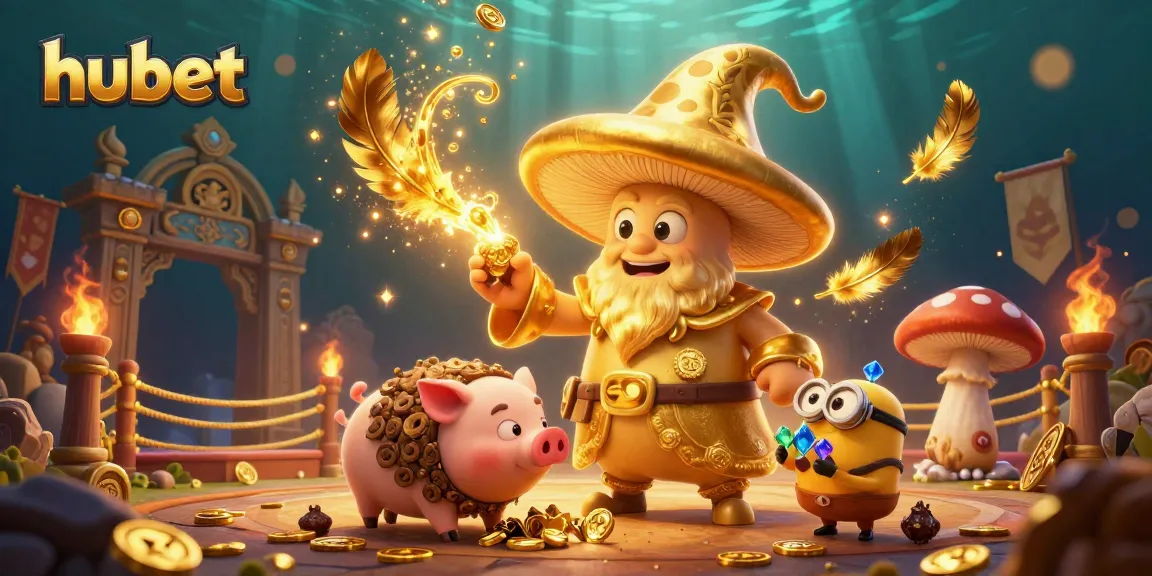 Engage in magic and riches with hubet’s vibrant casino scene, showcasing golden treasures and enchanting characters.
