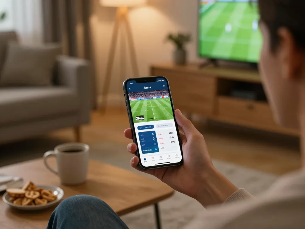 Socolive sports betting on smartphone showcases live odds in cozy home environment