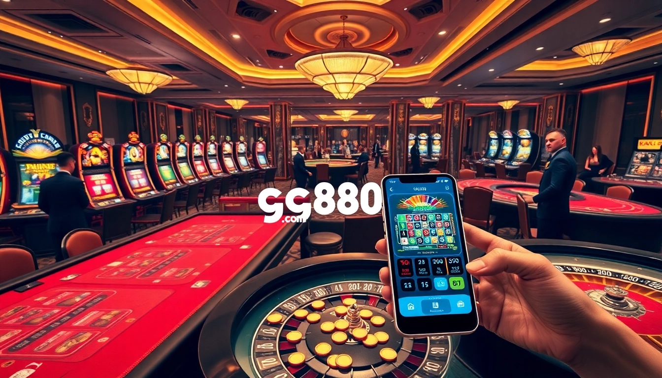 Experience the thrill of winning at gg88 com's luxurious casino atmosphere with vibrant gaming tables.