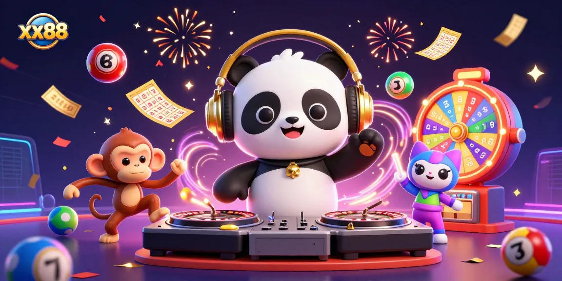 Spin the reels at xx88 with vibrant characters enjoying a dynamic casino party atmosphere.