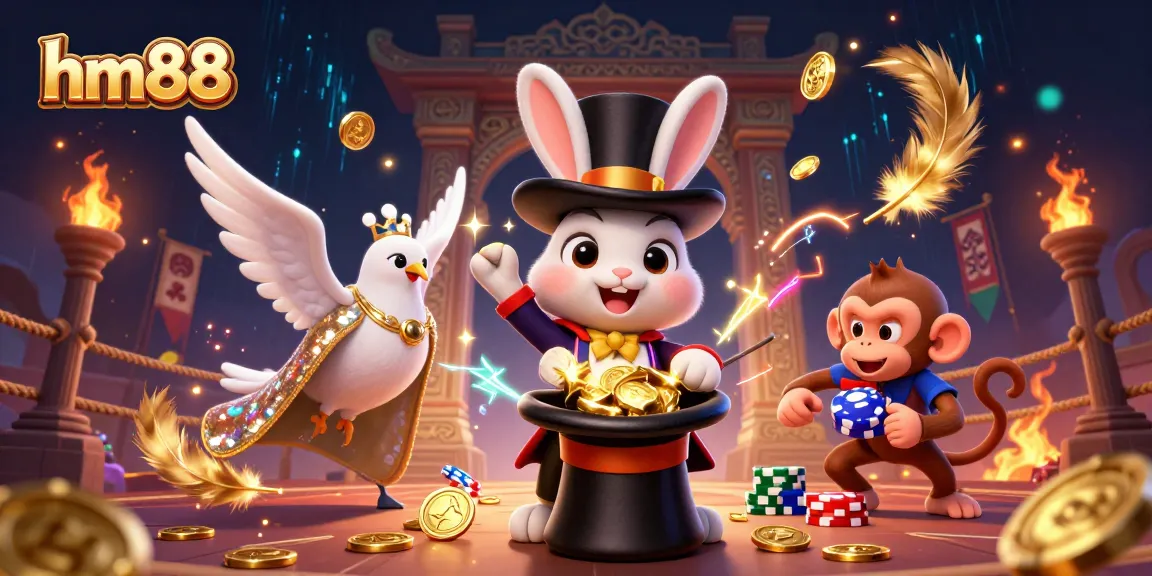 Experience thrilling action at hm88 with a magical rabbit and casino elements in a vibrant scene.