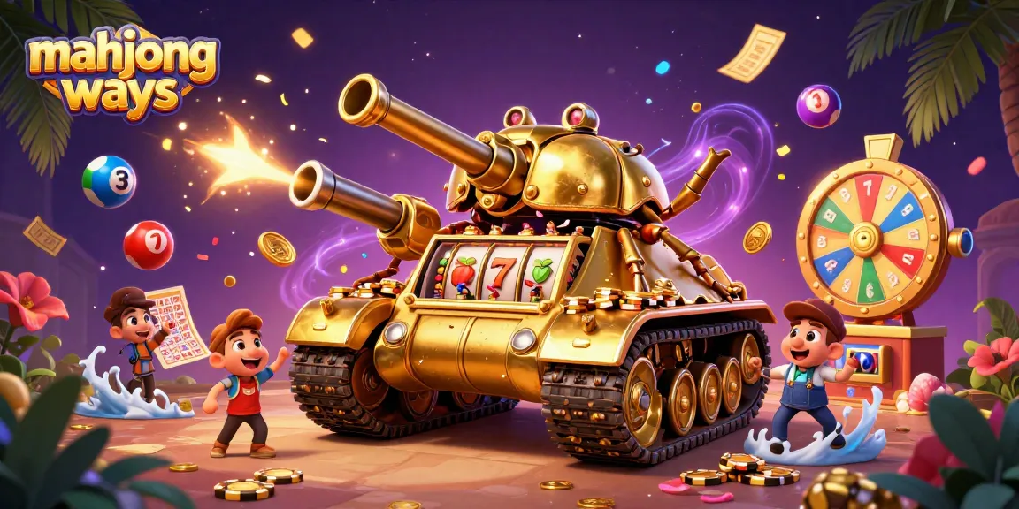 Experience mahjong ways with a vibrant casino scene featuring a golden beetle tank and dynamic elements.