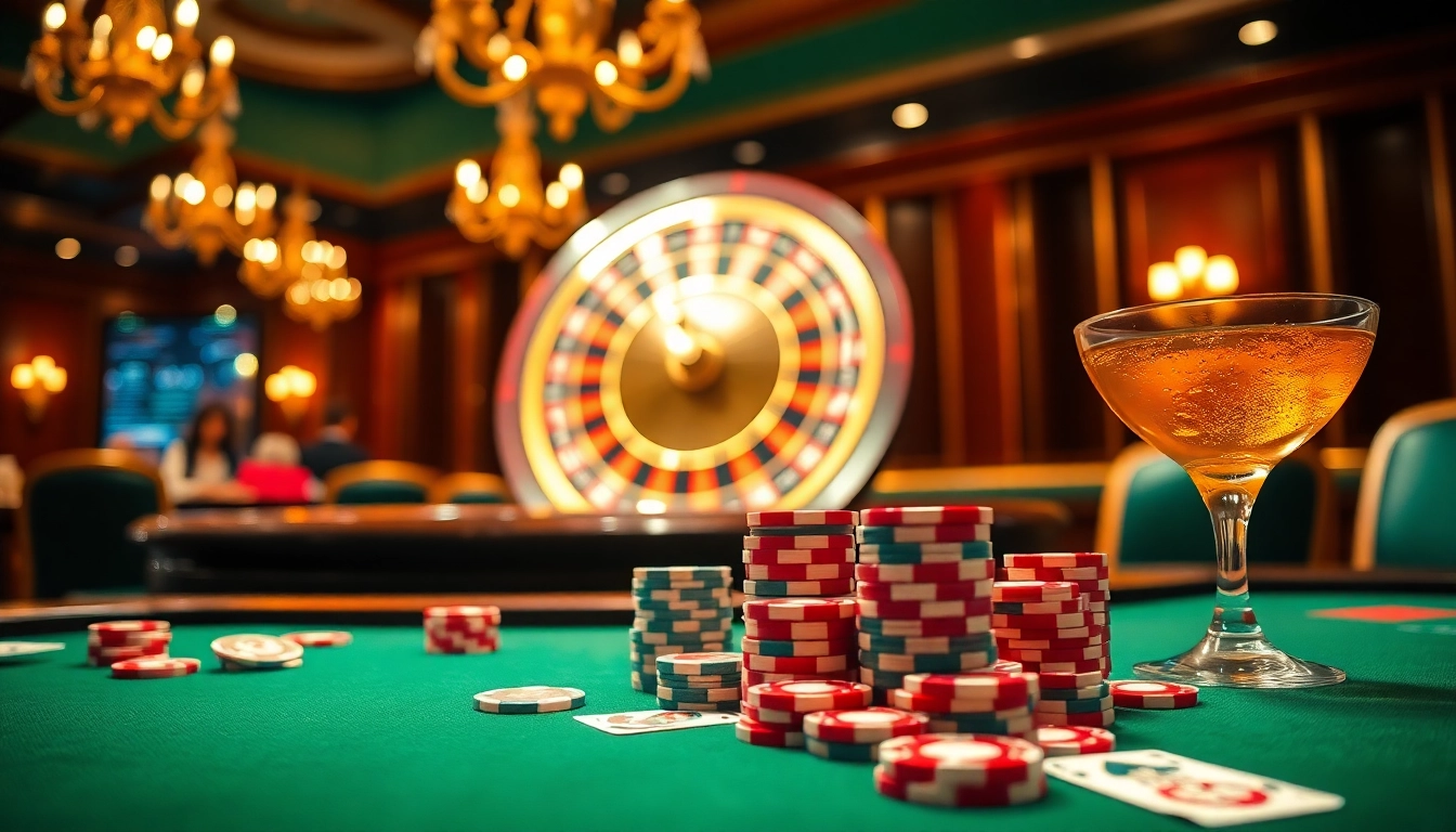 u88 poker chips on an elegant table evoke excitement in a luxurious casino scene.