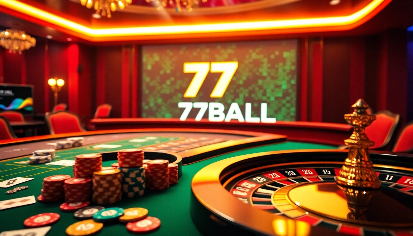 Experience the thrill of casino gaming at 77BALL with vibrant table layouts and engaging action.