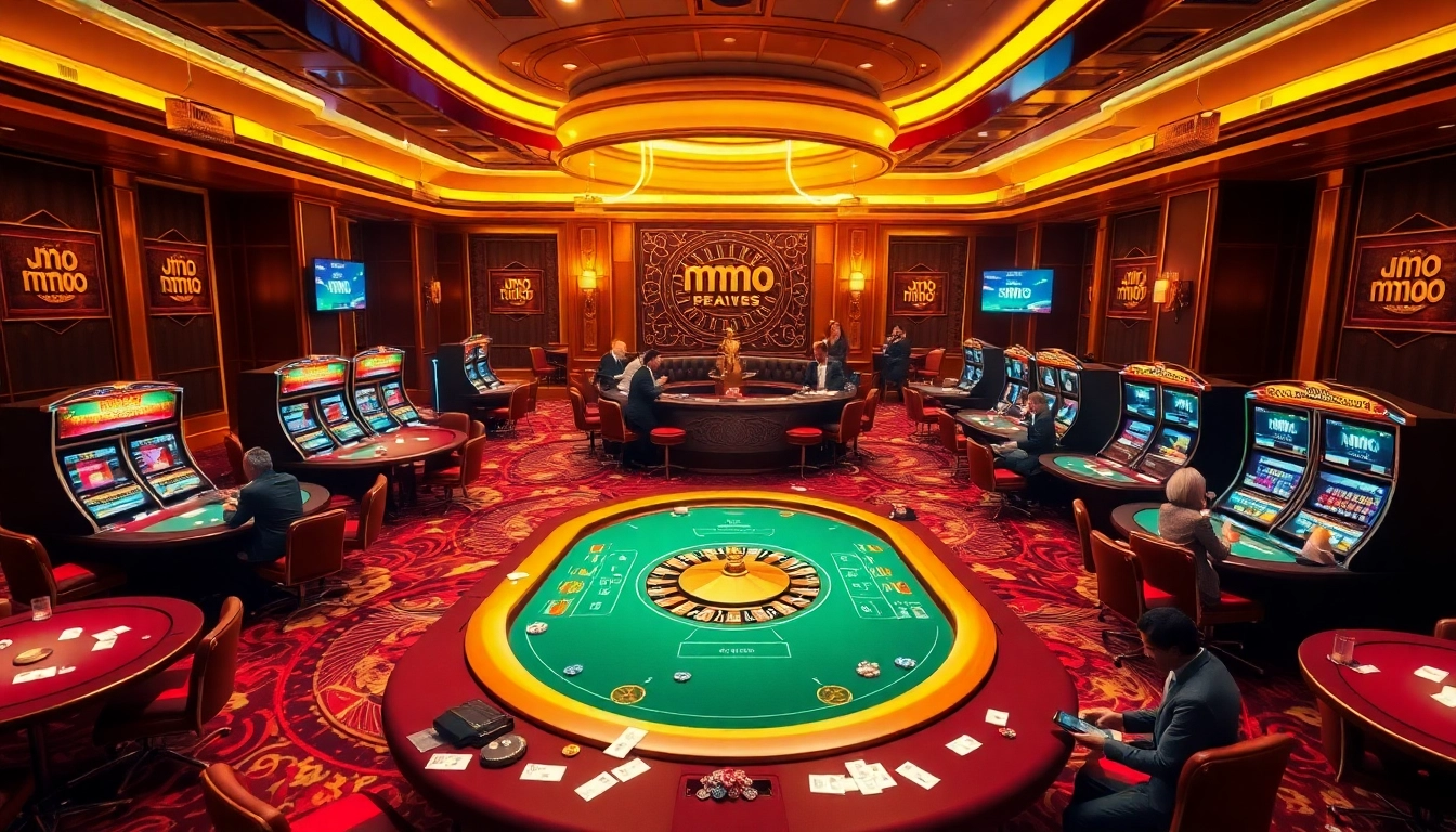 Engaging casino scene featuring vibrant gaming elements, showcasing mmoo opportunities for winning players.