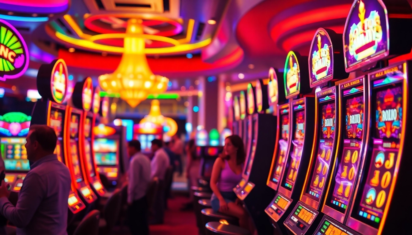 Experience the thrill of gaming at link rr88 with vibrant casino atmosphere and excited players.
