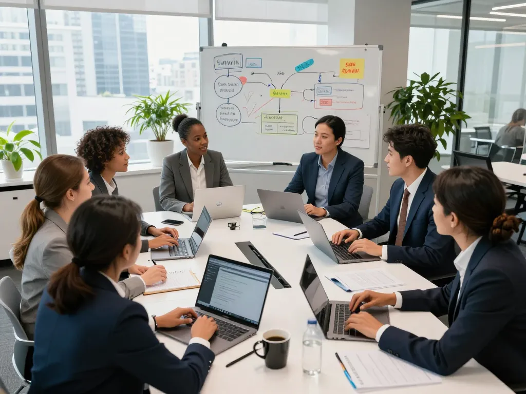 Sunwin team brainstorming innovative strategies in a modern office setting