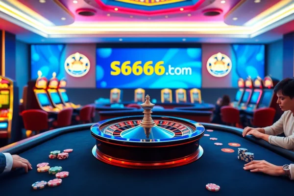 Players enjoying casino games at s666hn.com with vibrant decor and exciting atmosphere.