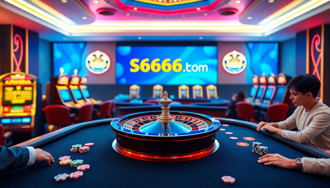 Players enjoying casino games at s666hn.com with vibrant decor and exciting atmosphere.