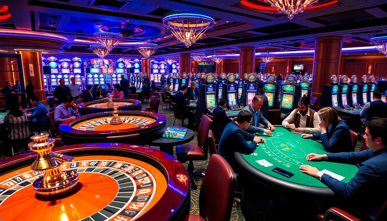 Experience the thrill of eejl33 com through a vibrant casino scene with engaging players and gaming tables.