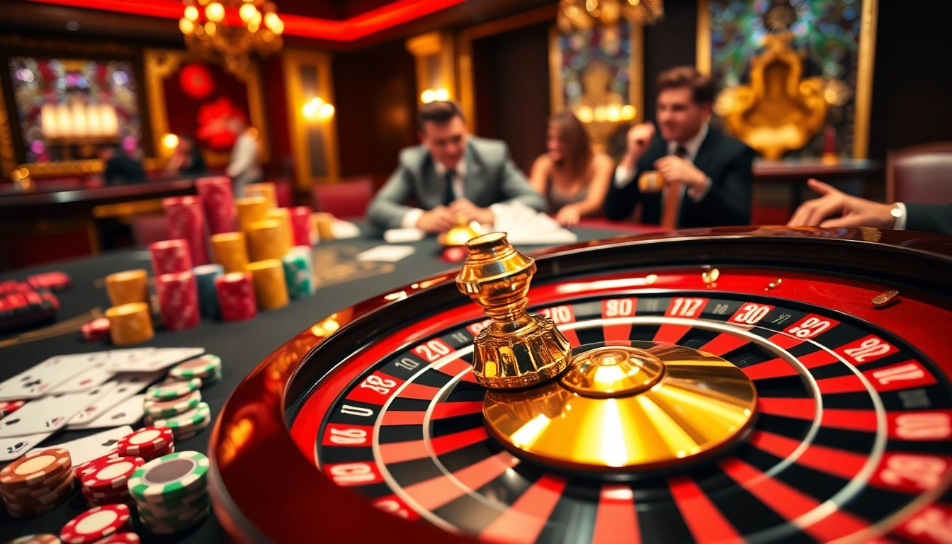 Players enjoying a roulette game at https://hu88u.com/ showcasing a thrilling casino atmosphere with vibrant elements.