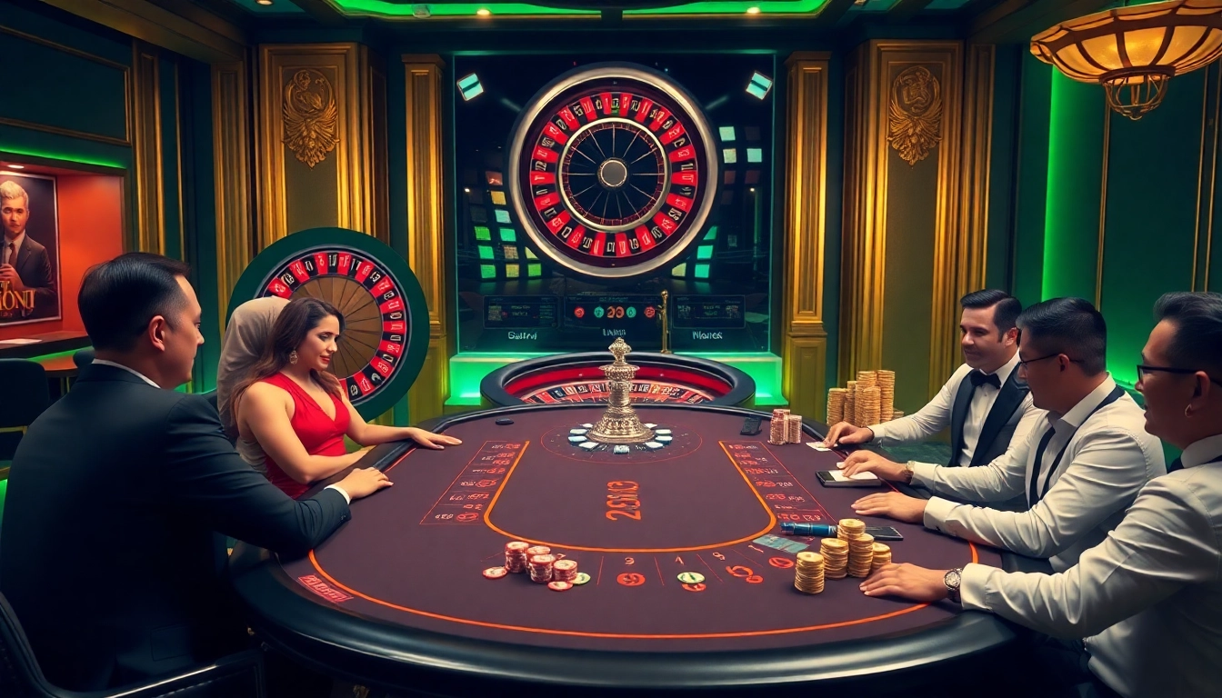 Engaging poker scene at SV88, showcasing chips and players in a luxury casino setting.