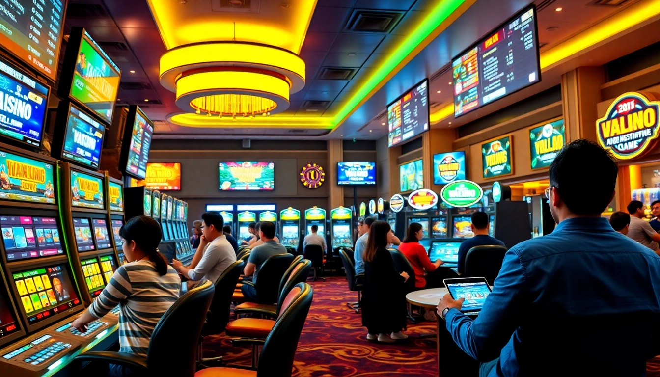 Engaging scene of players enjoying various games at winvn88.live's online casino.