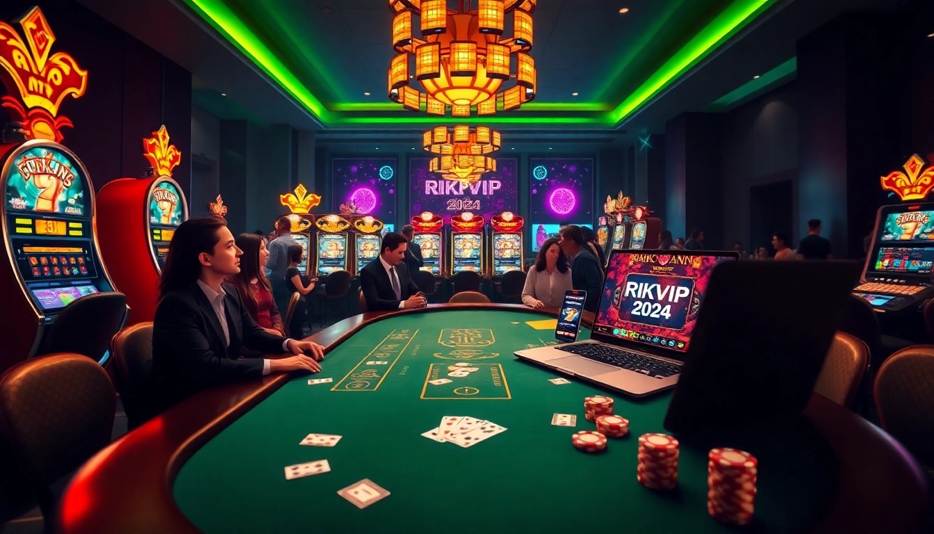 Experience the excitement of rikvip 2024 with vibrant casino games and engaging online gambling visuals.